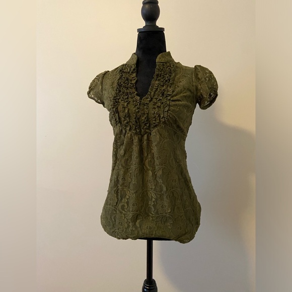 Heart Soul Green Lace Blouse - Picture 1 of 4